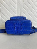 Womens Crocodile Leather Backpack Blue