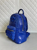 Womens Crocodile Leather Backpack Blue