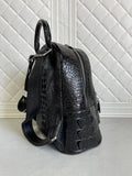 Womens Crocodile Leather Backpack Blue & Black