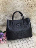 Womens Crocodile  Skin  Leather Satchel Bag 30cm Black