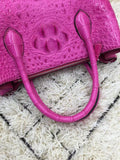 Womens Crocodile  Skin  Leather Satchel Bag 30cm Pink