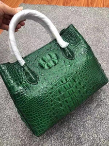 Womens Crocodile  Skin  Leather Satchel Bag Large
