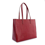 Womens Genuine Belly Leather Tote Bag Shopper Diaper Slouchy Tote Shoulder Bags Red