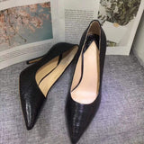 Womens Genuine  Crocodile Belly Leather Pointed Toe Pumps