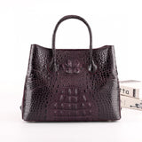 Womens Genuine Crocodile Leather Top Handle Satchel Handbag Browm