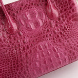 Womens Genuine Crocodile Leather Top Handle Satchel Handbag Peach