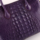Womens Genuine Crocodile Leather Top Handle Satchel Handbag Purple