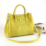 Womens Genuine Crocodile Leather Top Handle Satchel Handbag Yellow