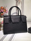 Womens Genuine Ostrich Leather Flap Over Zipper satchel Tote Bags