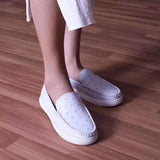 Womens  Slip On Casual Fashion Ostrich Leather Penny Loafer Shoes For Girls