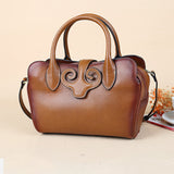 Womens Vintage Leather Top Handle Bag Medium