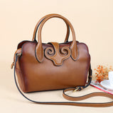 Womens Vintage Leather Top Handle Bag Medium