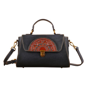Womens  Vintage Leather Tote Handbag Small Top-Handle Bags